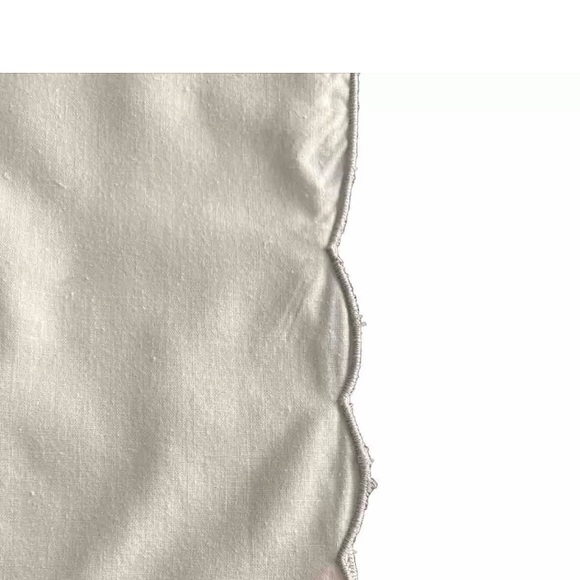 Cream Cotton Floral Embroidered Tablecloth Napkins Cottage- Gray Edges 111x67” - Picture 9 of 11